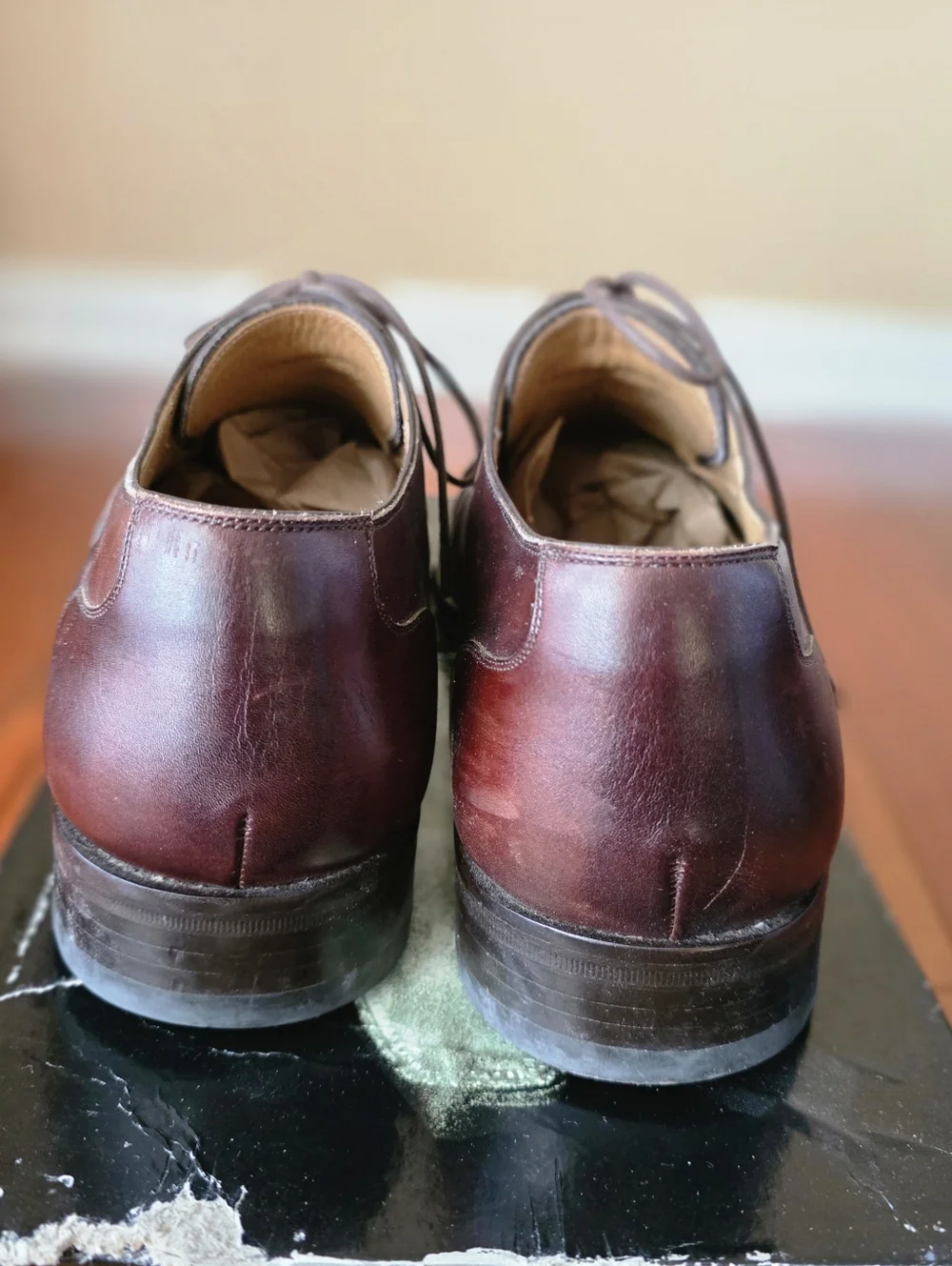 Magnanni Burnished Mahogany Brown Leather Cap Toe Oxford Shoes‎ Mens 11 M